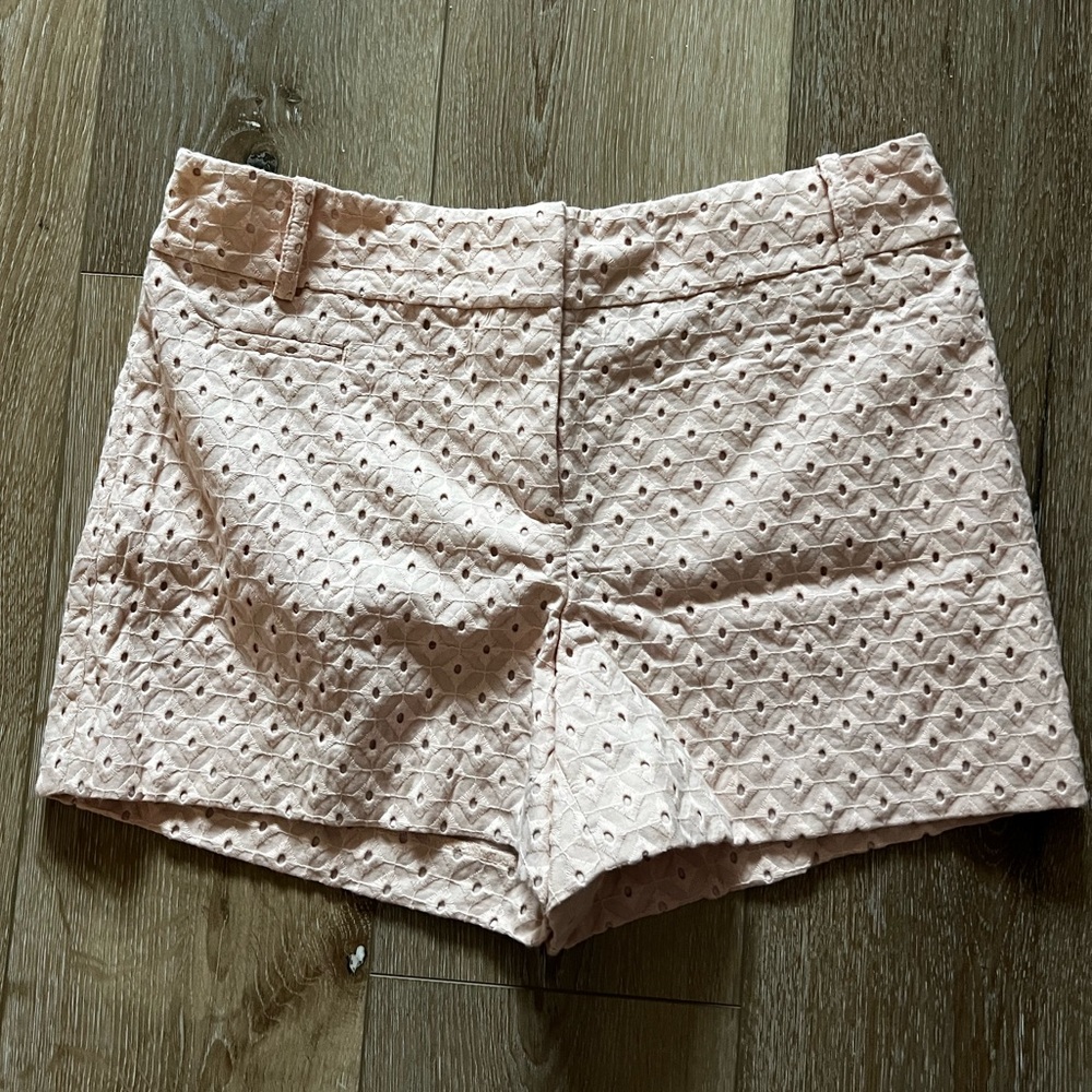 LOFT High Waist Pink Eyelet Shorts